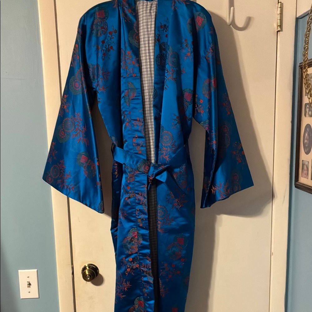 Blue Floral Kimono Robe